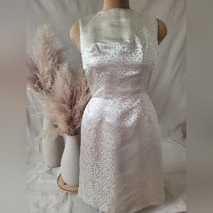 VINTAGE Silk Floral Print Mini Dress in Champagne & Pink